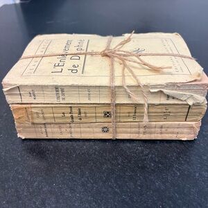 Set of 3 Antique French paper books